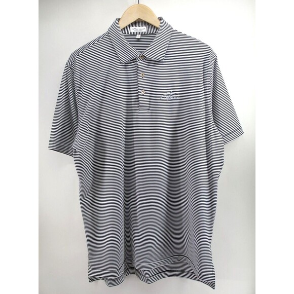 Men’s Peter Millar Summer Comfort Polo With Black White Stripes Size Large - Picture 1 of 8